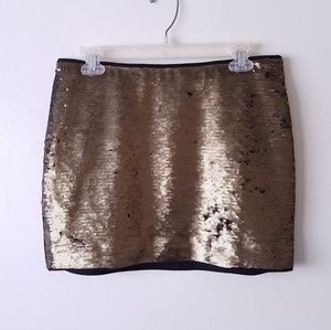 BCBGMaxAzaria Catrine Gold Sequined Skirt